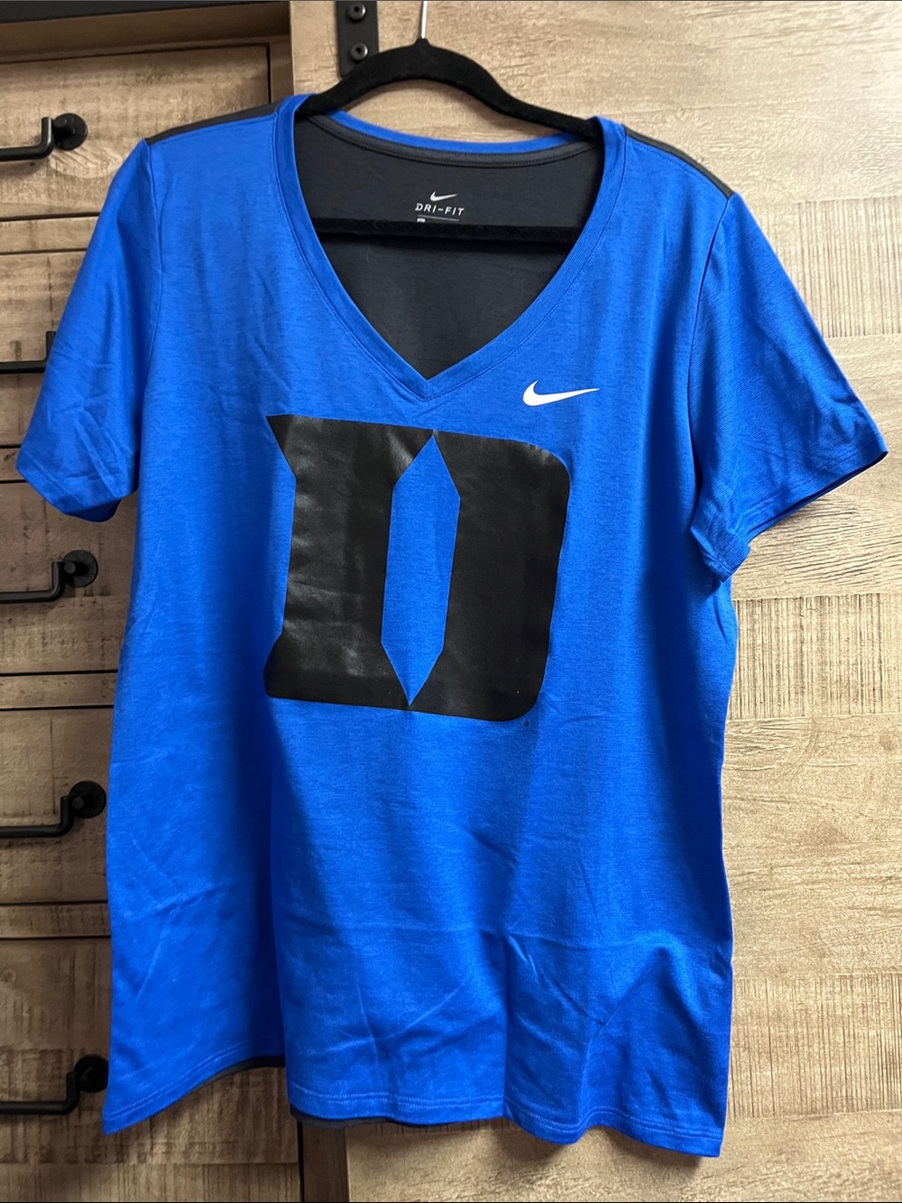 Nike Royal Blue V-Neck Tee with Black Logo